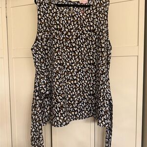 Floral Sleeveless Top - Black and White